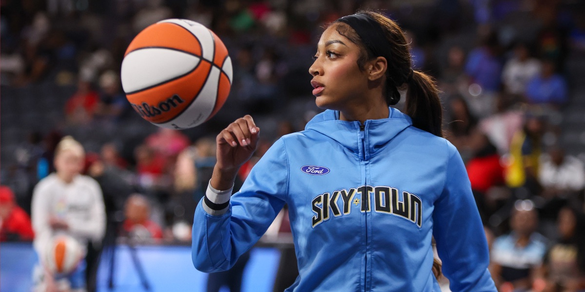 Angel Reese with basketball